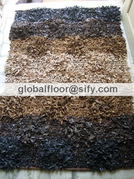 Gff-4258 leather shaggy rugs 