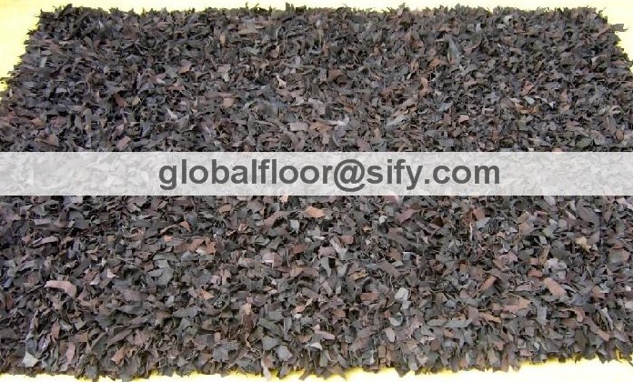 Gff-4259 leather shaggy rugs 