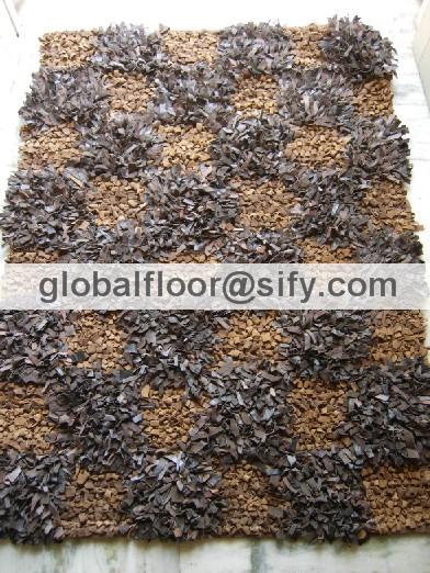 Gff-4263 leather shaggy rugs 