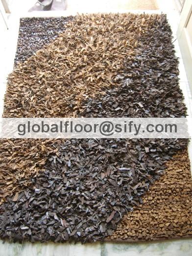 Gff-4264 leather shaggy rugs 