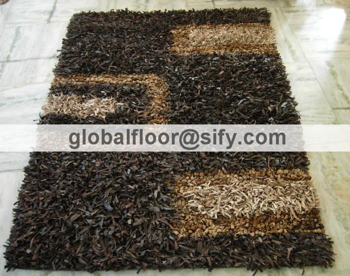 Gff-4265 leather shaggy rugs 
