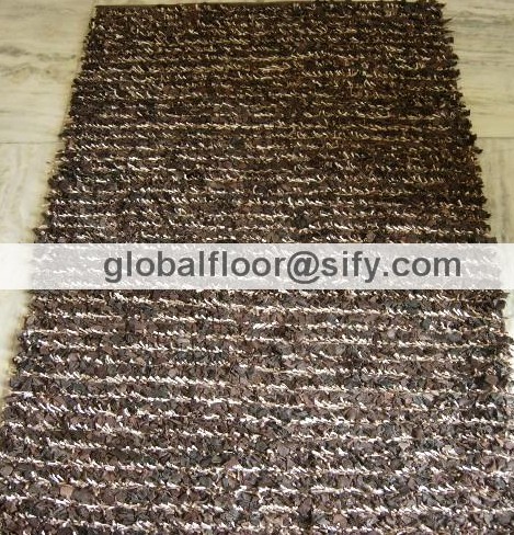 Gff-4266 leather shaggy rugs