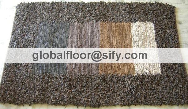 Gff-4267 leather shaggy rugs 