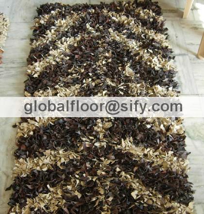 Gff-4268 leather shaggy rugs 
