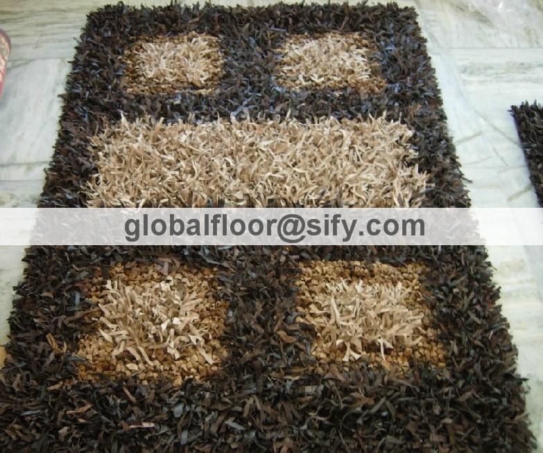 Gff-4269 leather shaggy rugs 