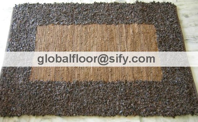 Gff-4271 leather shaggy rugs